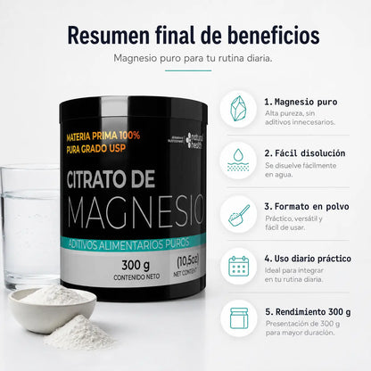 Citrato de Magnesio Puro (300 g en Polvo)