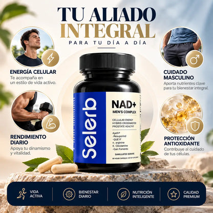 Selerb, NAD+ Men's Complex, Suplemento Alimenticio de Energía Celular y Salud Masculina, 60 Cápsulas