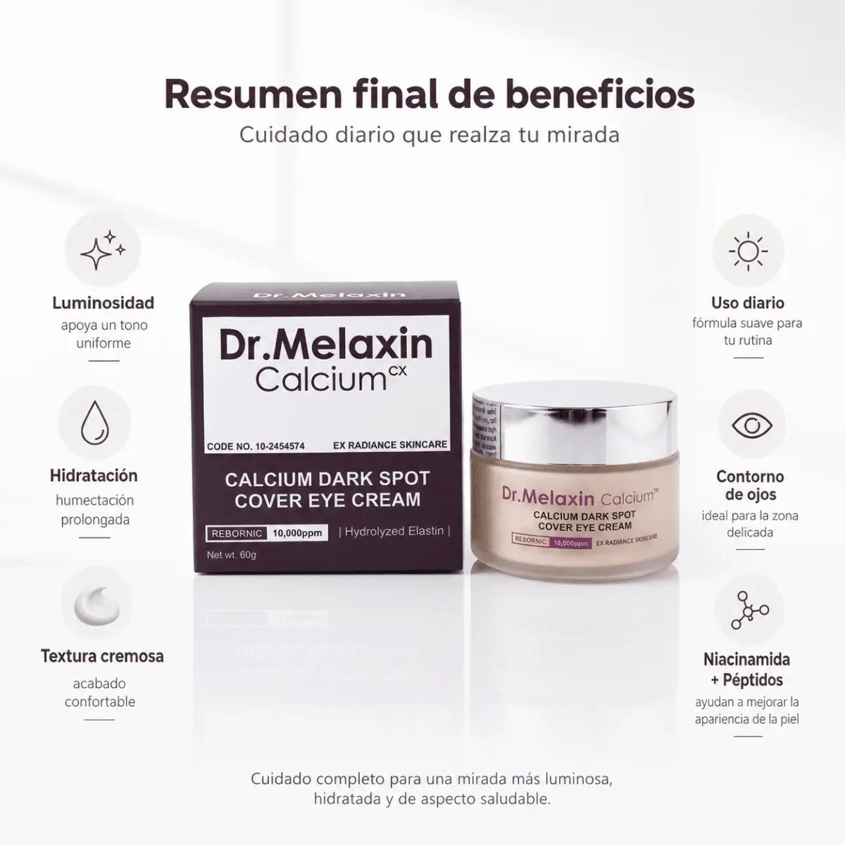 Dr. Melaxin Calcium Cover Eye Cream (60g) – Contorno de Ojos - Zivanne