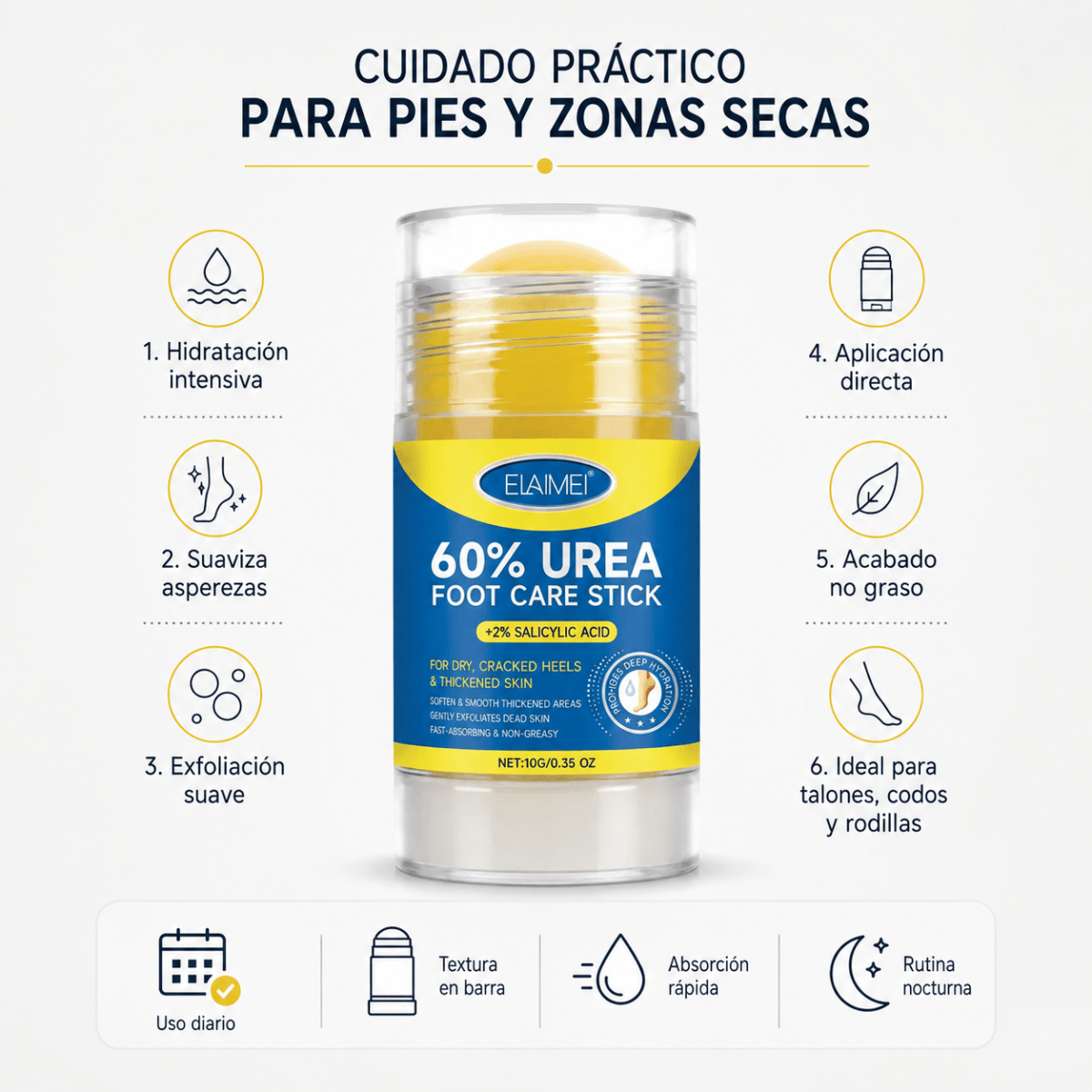 Barra de Urea 60% con Ácido Salicílico – Cuidado de Pies - Zivanne