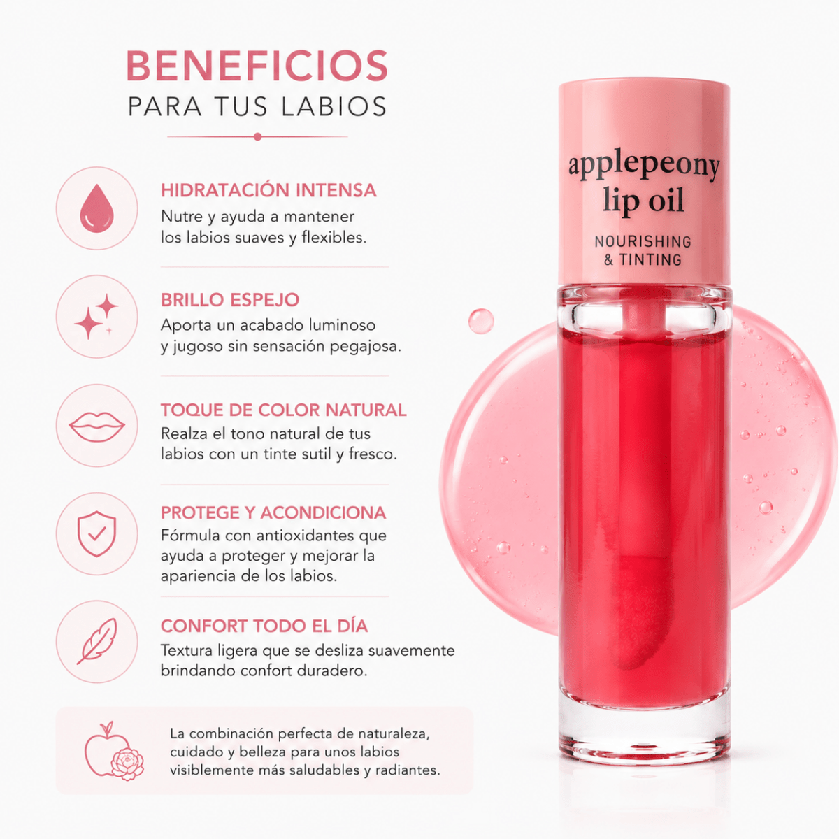 NOONI Applepeony Lip Oil (40ml) – Aceite Hidratante Labial - Zivanne