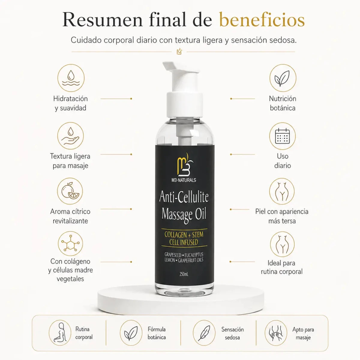 M3Naturals Celulitis Oil massage 250ml - Zivanne