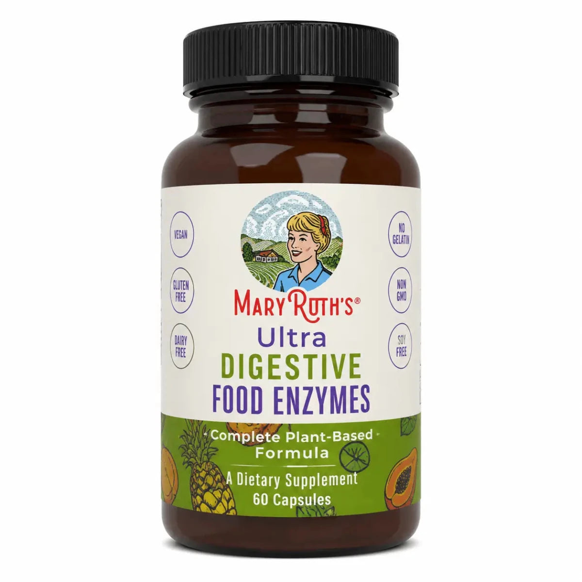 MaryRuths Ultra Digestive Food Enzymes 60 Capsulas Soporte Enzimatico Zivanne