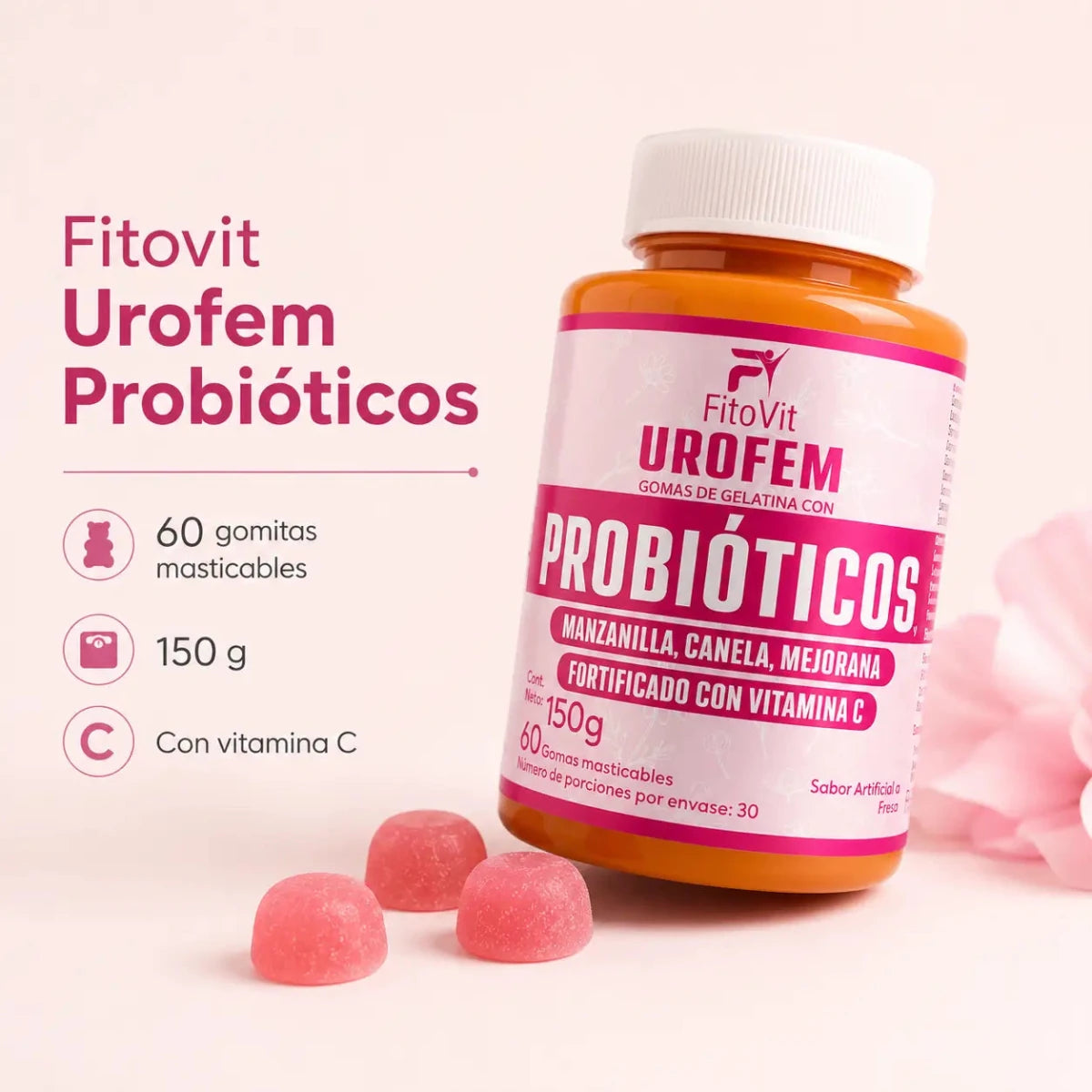 Urofem Probióticos Fitovit 60 gomitas masticables Zivanne