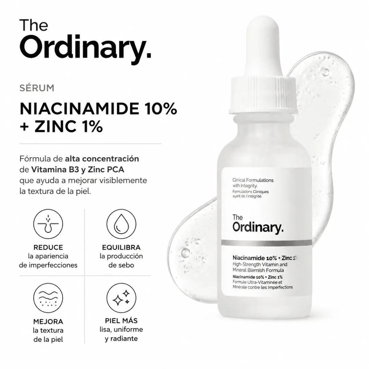 The Ordinary Niacinamide 10% + Zinc 1% Serum Facial Equilibrio Zivanne