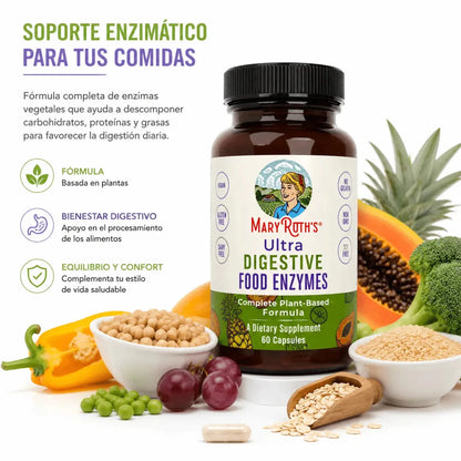 MaryRuths Ultra Digestive Food Enzymes 60 Capsulas Soporte Enzimatico Zivanne