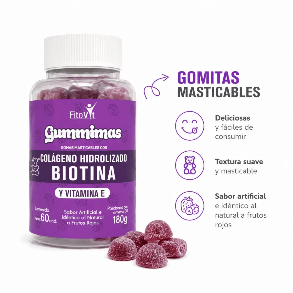 Gomitas de Colágeno y Biotina 60 Unidades Zivanne