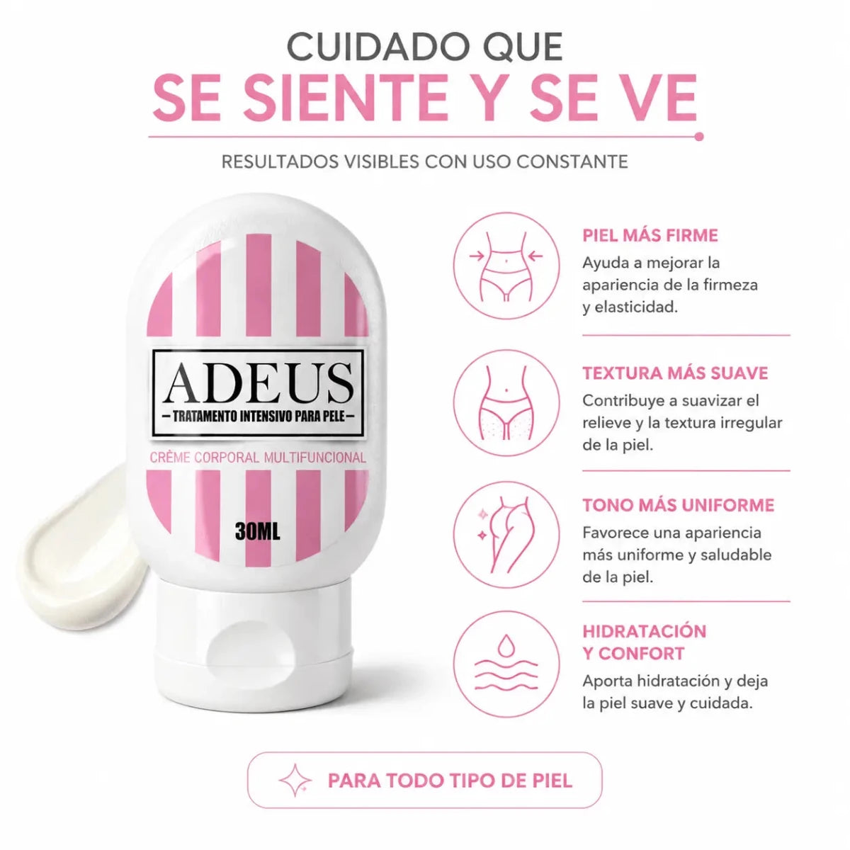 Adeus Crema Multi-Action 30ml Crema Corporal de Cuidado Integral Zivanne