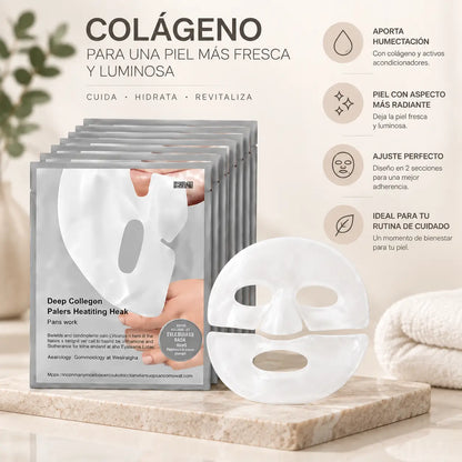 Deep Collagen, Real Deep Mask, Mascarilla Facial de Hidrogel con Colágeno, Set de Mascarillas