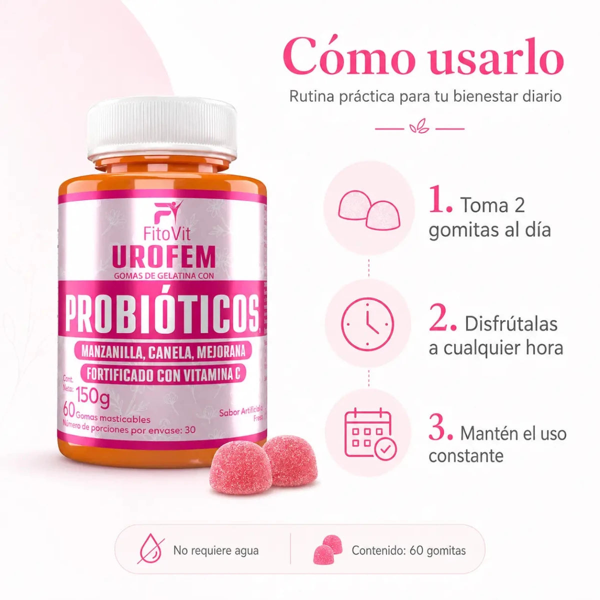 Urofem Probióticos Fitovit 60 gomitas masticables Zivanne
