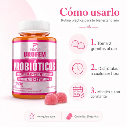 Urofem Probióticos Fitovit 60 gomitas masticables Zivanne