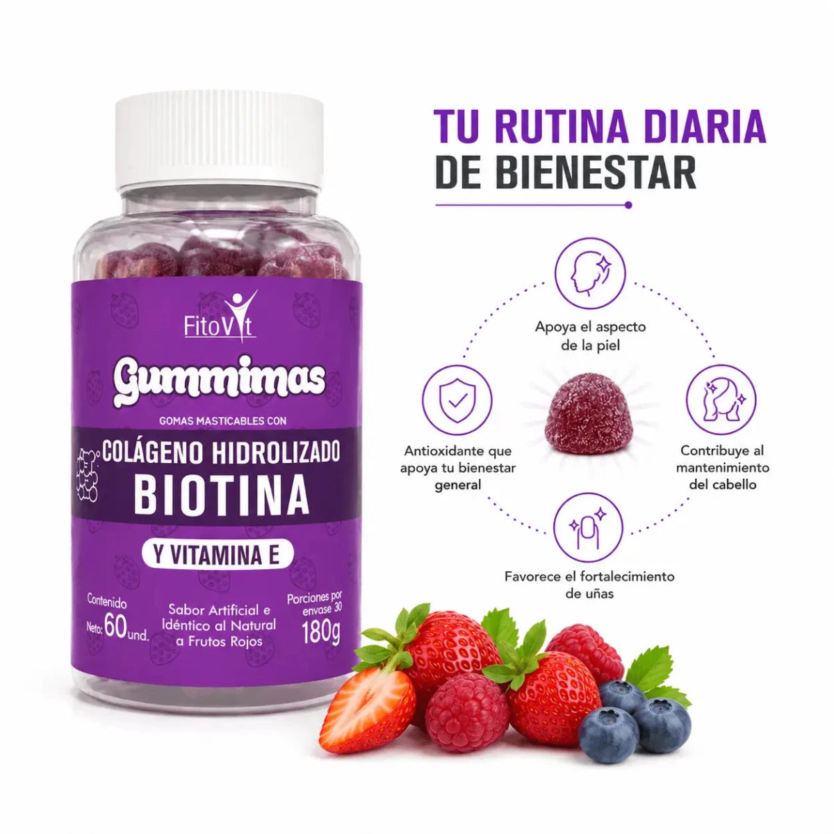 Gomitas de Colágeno y Biotina 60 Unidades Zivanne