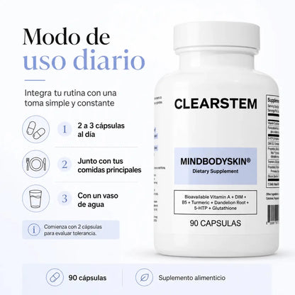 CLEARSTEM Mind Body Skin Suplemento Nutricional para Bienestar de la Piel Zivanne