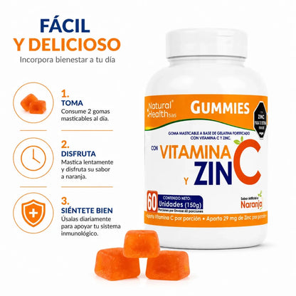NH Gummies Vitamina C y Zinc Naranja 60 Gomitas Zivanne