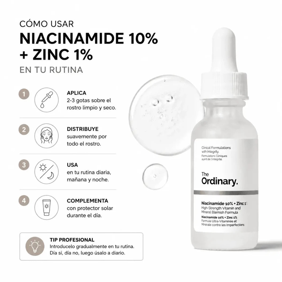 The Ordinary Niacinamide 10% + Zinc 1% Serum Facial Equilibrio Zivanne