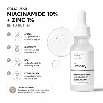 The Ordinary Niacinamide 10% + Zinc 1% Serum Facial Equilibrio Zivanne