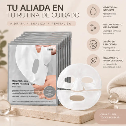 Deep Collagen, Real Deep Mask, Mascarilla Facial de Hidrogel con Colágeno, Set de Mascarillas