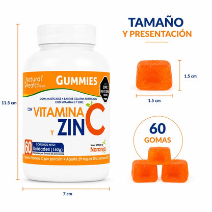 NH Gummies Vitamina C y Zinc Naranja 60 Gomitas Zivanne