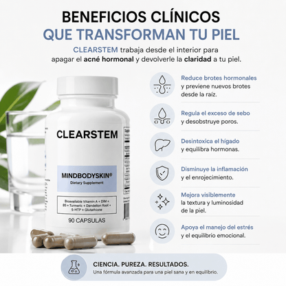 CLEARSTEM Mind Body Skin Suplemento Nutricional para Bienestar de la Piel Zivanne