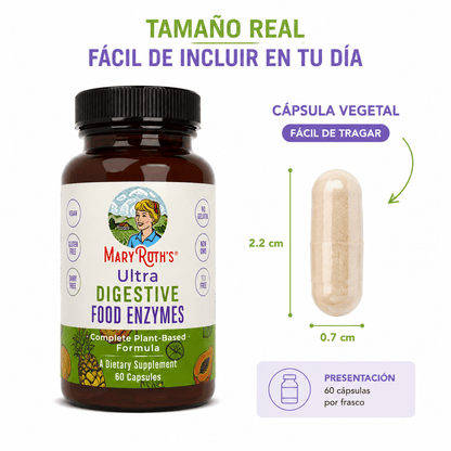 MaryRuths Ultra Digestive Food Enzymes 60 Capsulas Soporte Enzimatico Zivanne