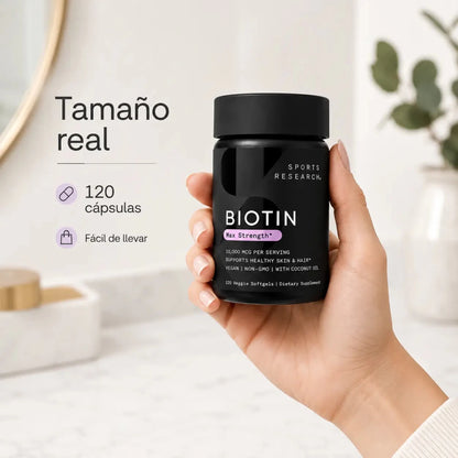 Sports Research Biotin 10.000 mcg con Aceite de Coco 120 cápsulas Zivanne