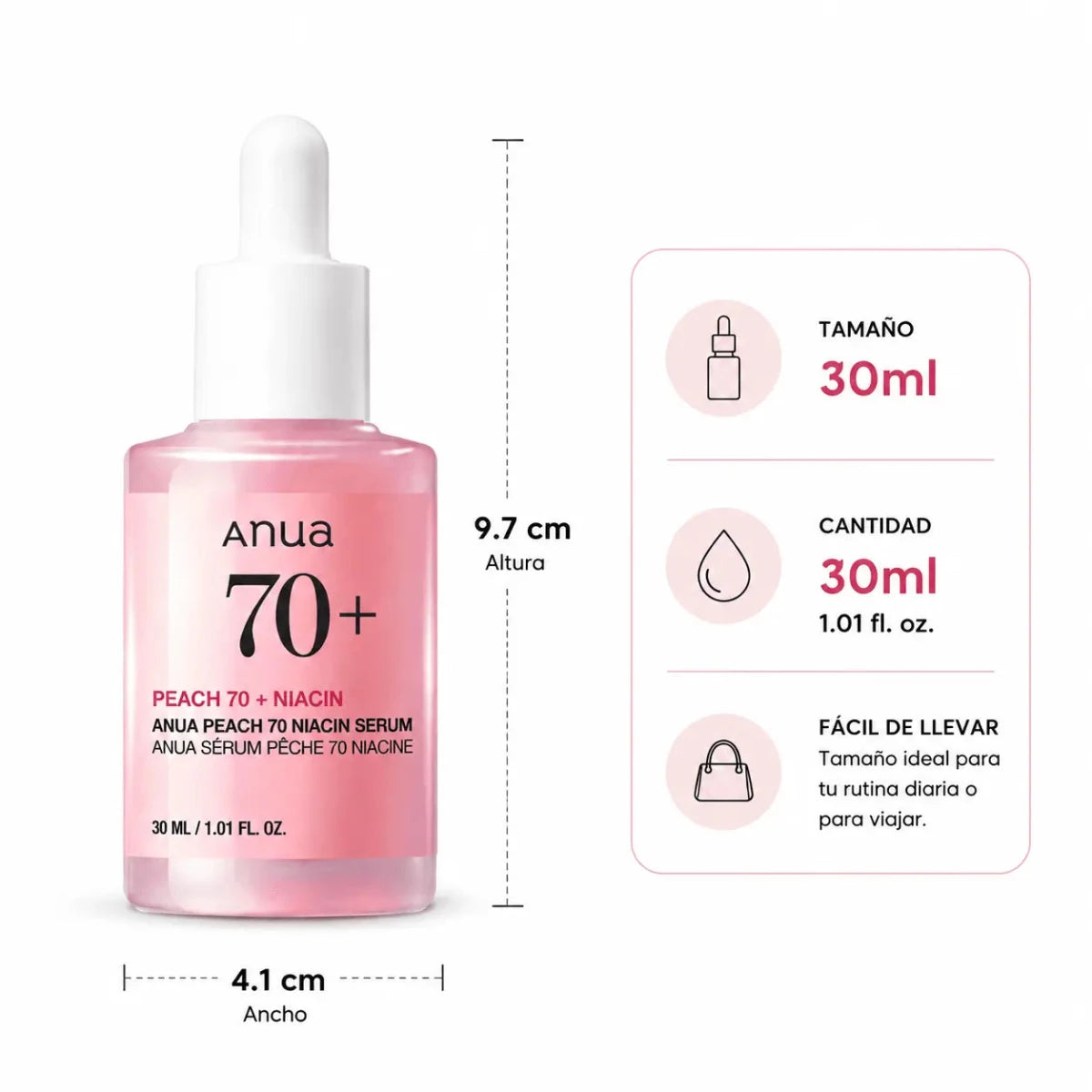 Anua Peach 70% Niacinamide Serum 30ml Serum Facial Iluminador Zivanne