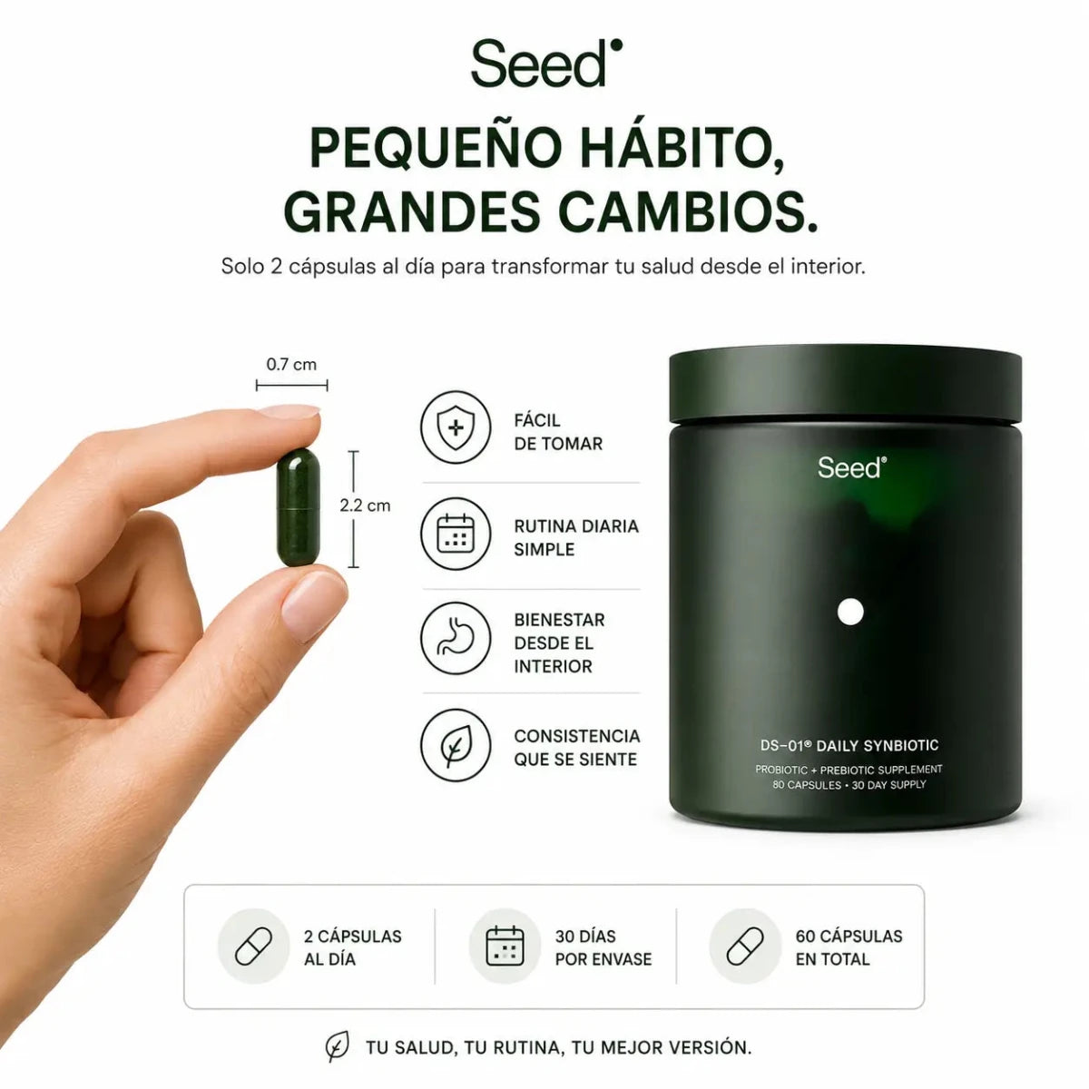 Seed DS-01 Daily Synbiotic Probiotico y Prebiotico 60 Capsulas Zivanne