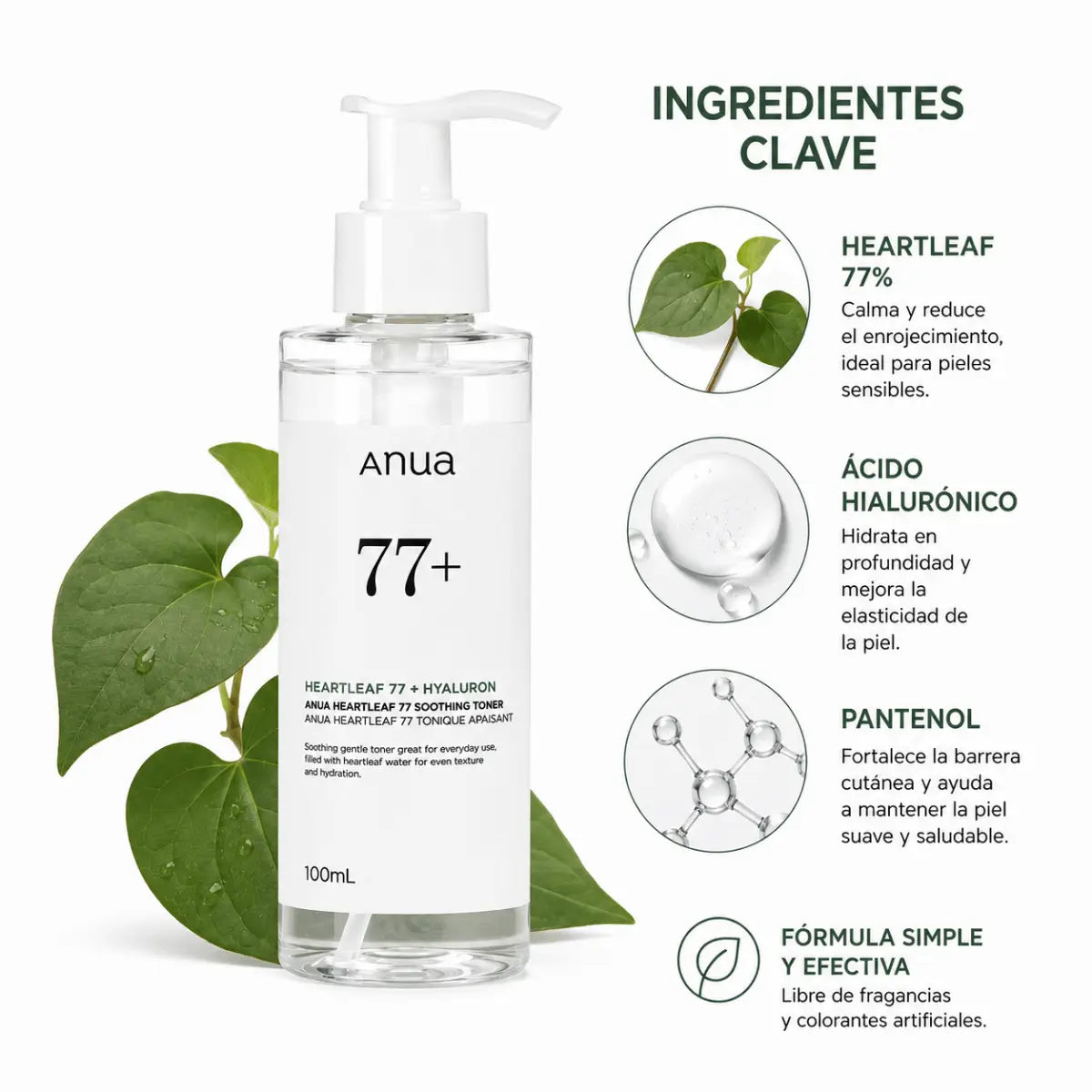 Anua Heartleaf 77 Soothing Toner (100ml) — Tónico Facial Calmante - Zivanne