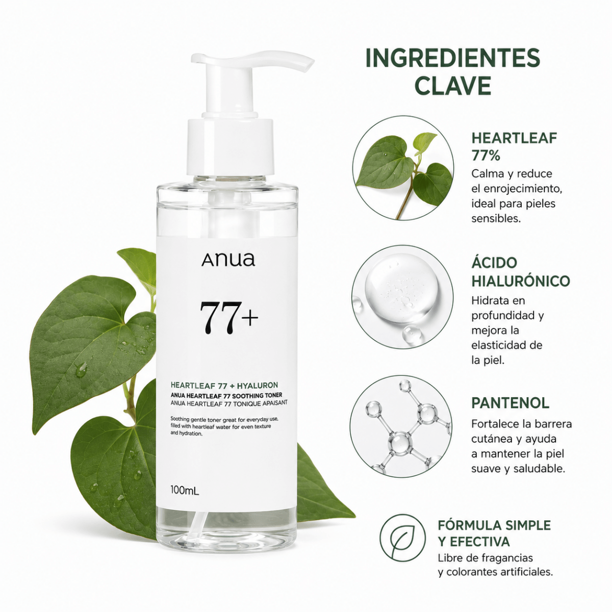 Anua Heartleaf 77 Soothing Toner (100ml) — Tónico Facial Calmante - Zivanne