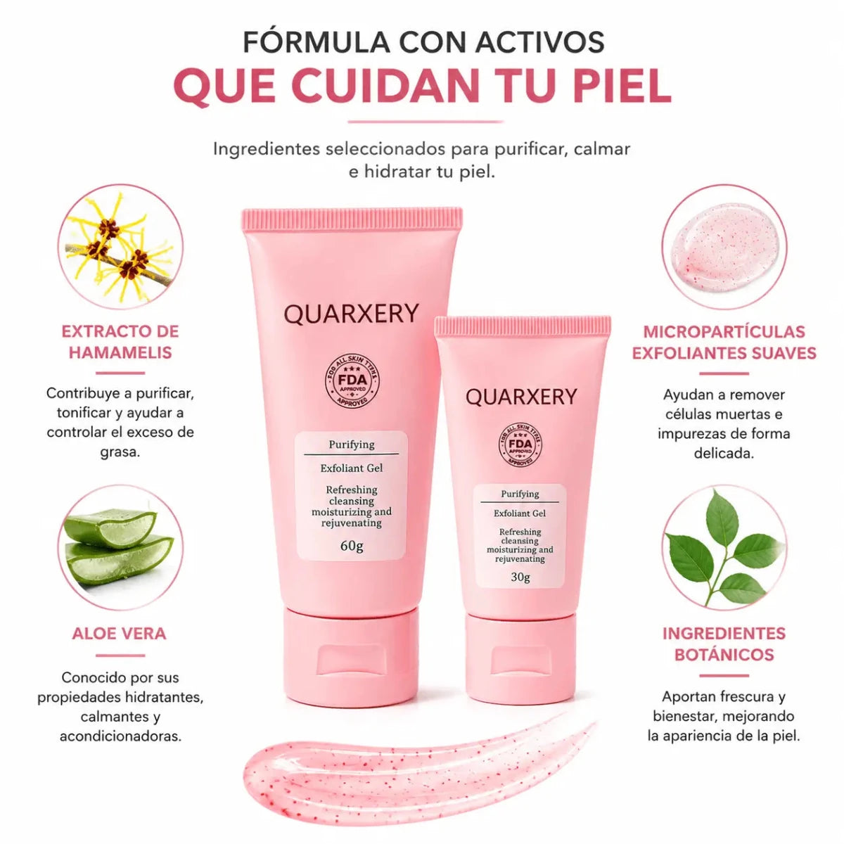 Duo Kit Quarxery Gel Exfoliante Purificante 80g 30g Renovacion Cutanea Zivanne