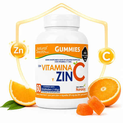 NH Gummies Vitamina C y Zinc Naranja 60 Gomitas Zivanne