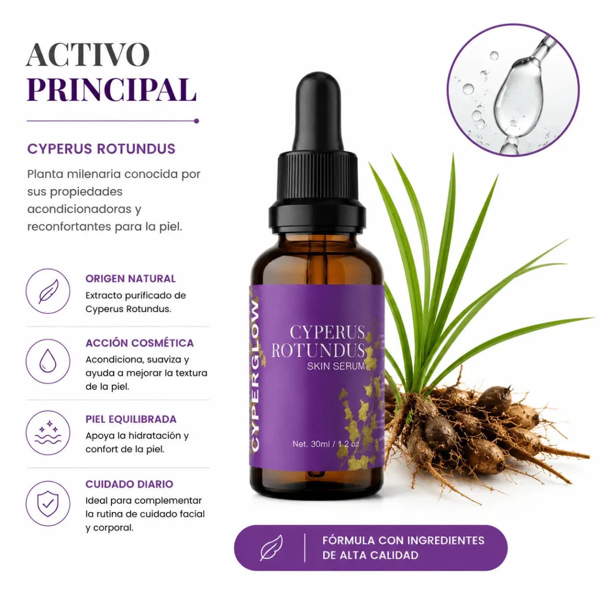 Cyperus Rotundus Skin Serum 30ml Serum Facial y Corporal Zivanne