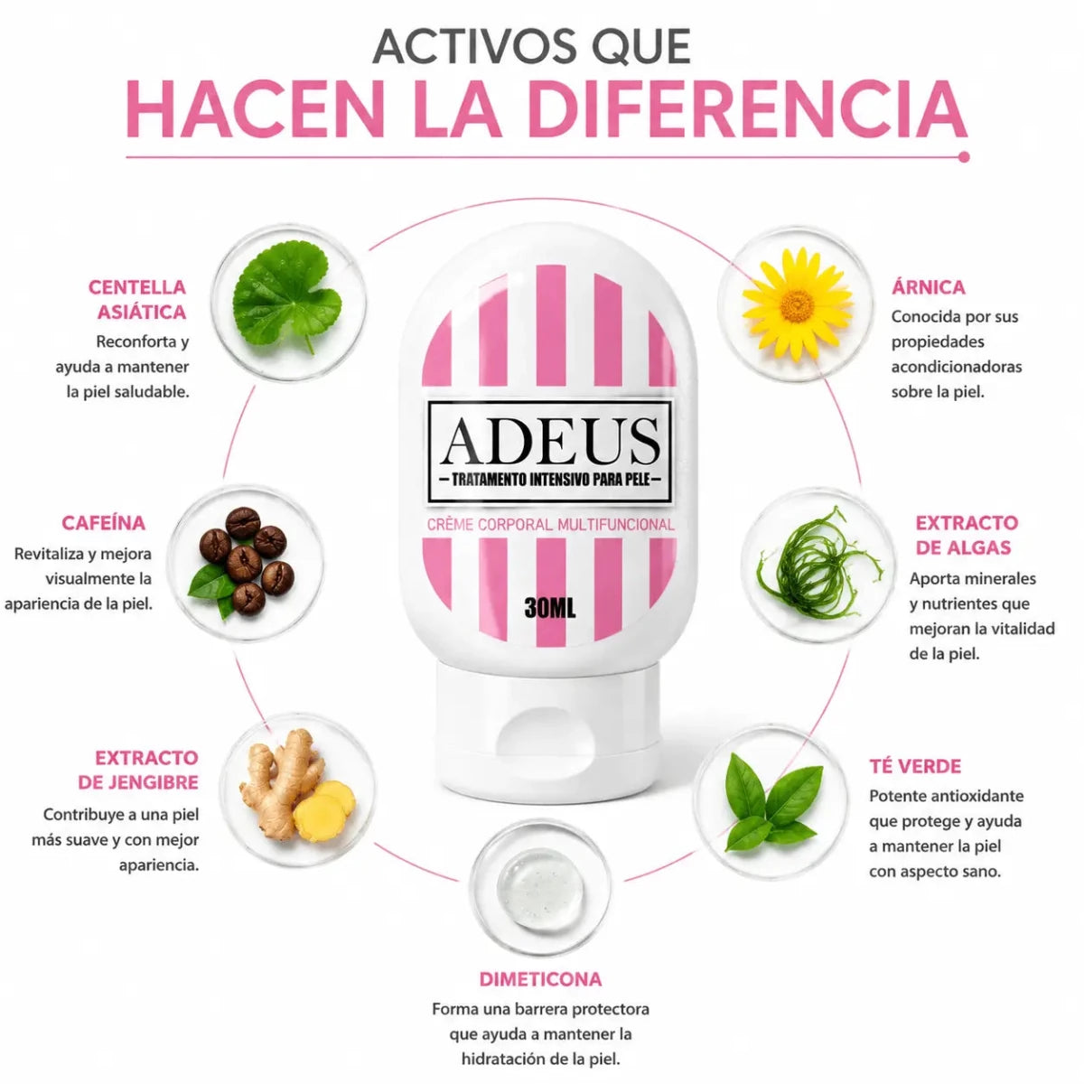 Adeus Crema Multi-Action 30ml Crema Corporal de Cuidado Integral Zivanne