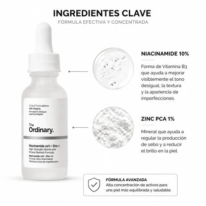 The Ordinary Niacinamide 10% + Zinc 1% Serum Facial Equilibrio Zivanne