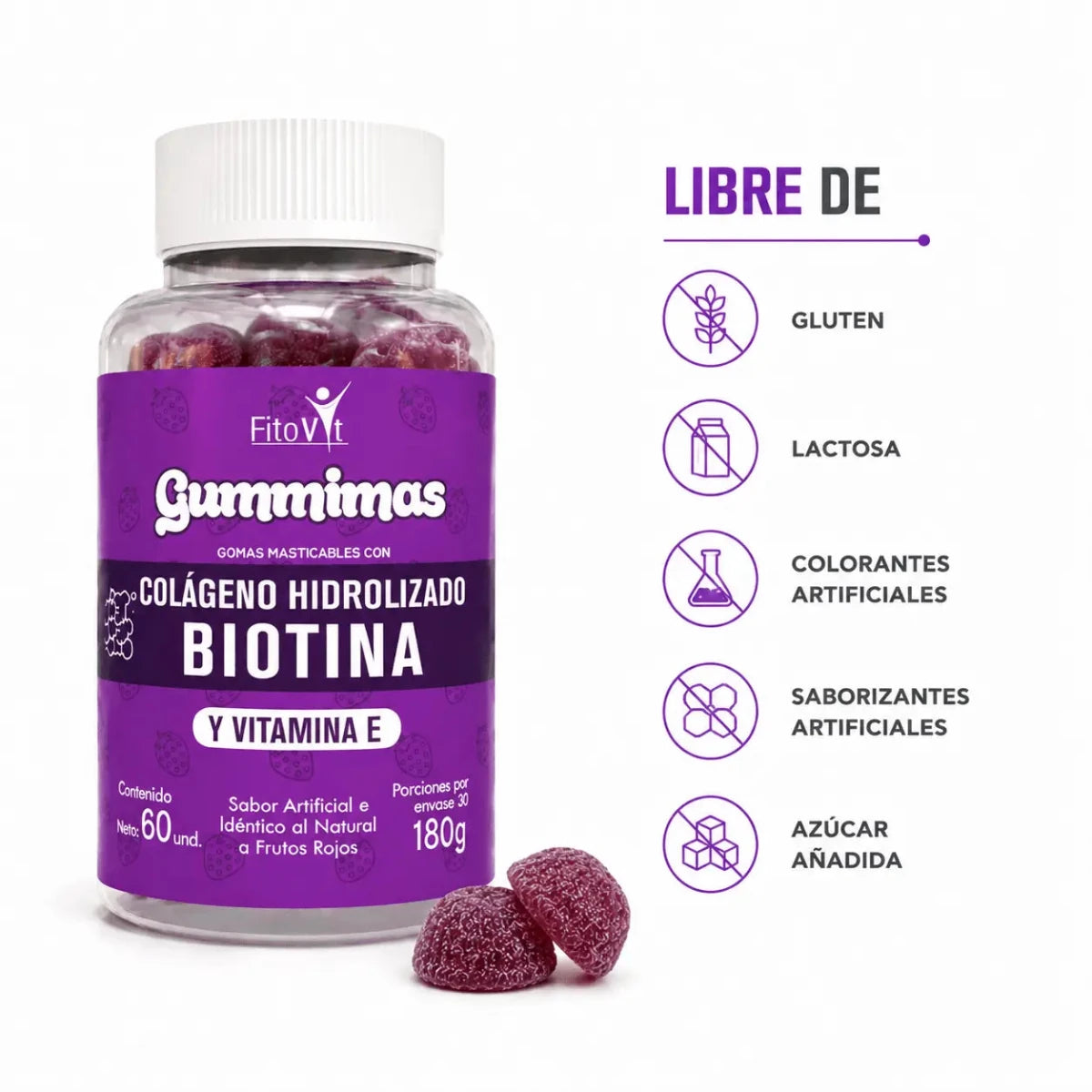 Gomitas de Colágeno y Biotina 60 Unidades Zivanne
