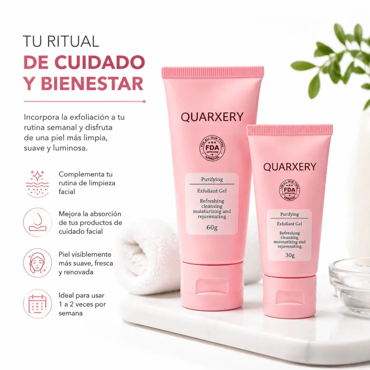 Duo Kit Quarxery Gel Exfoliante Purificante 80g 30g Renovacion Cutanea Zivanne