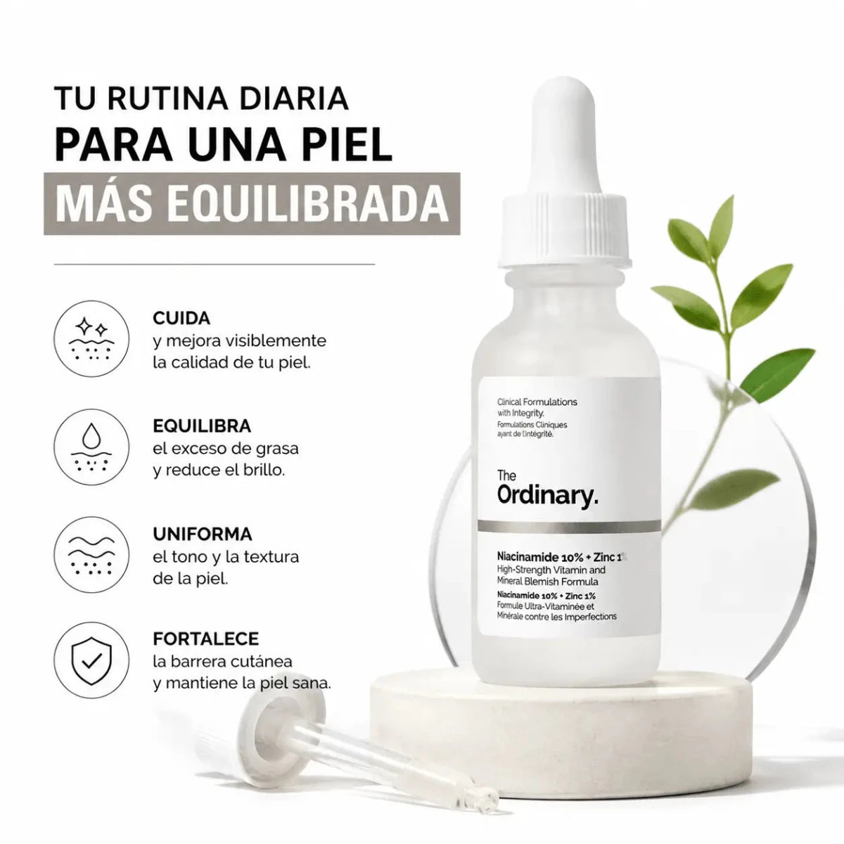 The Ordinary Niacinamide 10% + Zinc 1% Serum Facial Equilibrio Zivanne