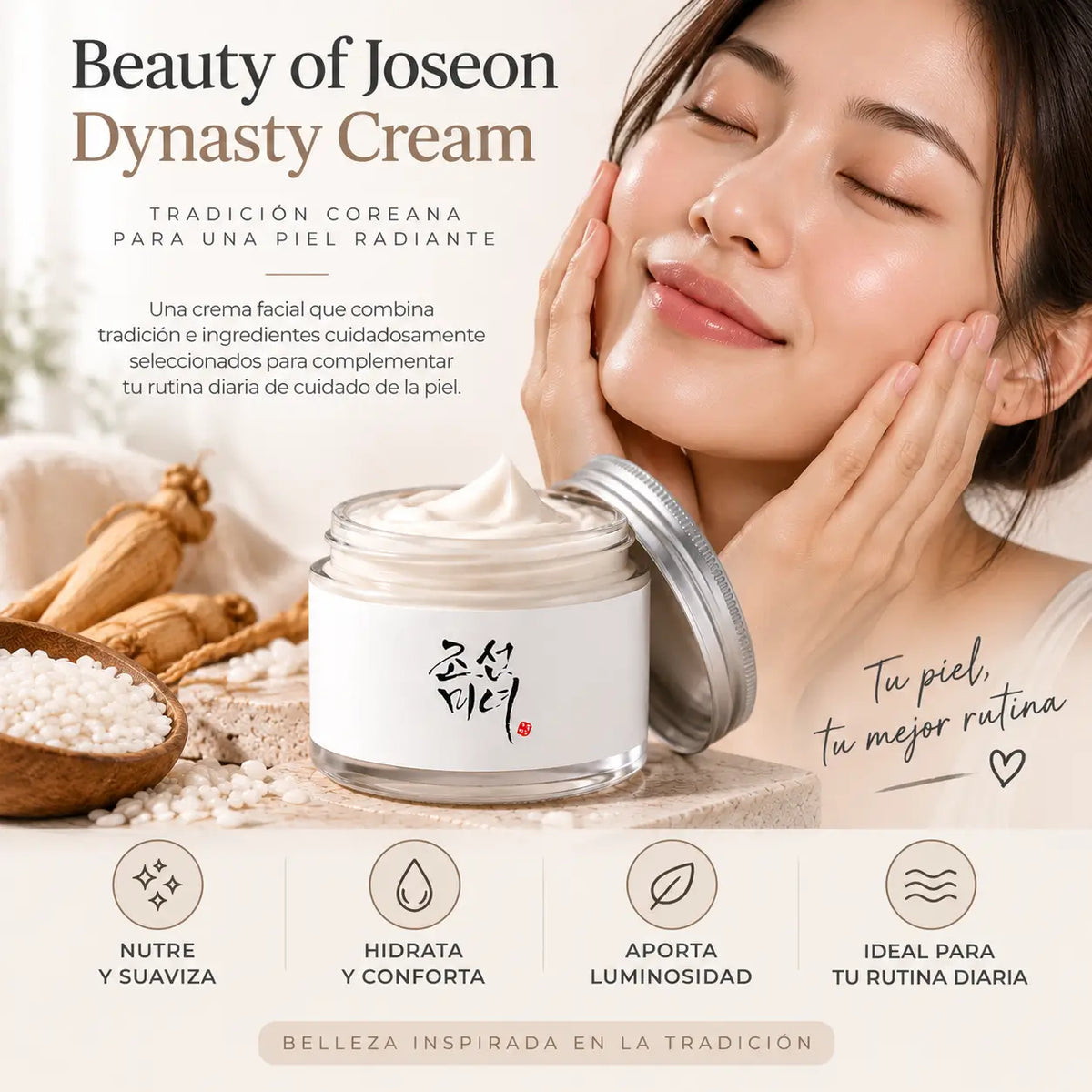 Beauty of Joseon, Dynasty Cream, Crema Facial Nutritiva e Hidratante, 60 ml