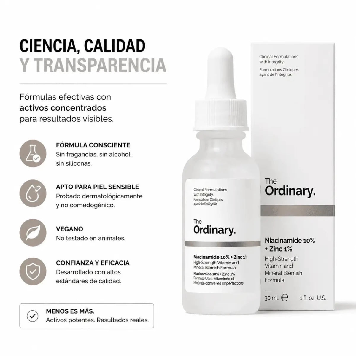 The Ordinary Niacinamide 10% + Zinc 1% – Sérum Facial Equilibrio - Zivanne