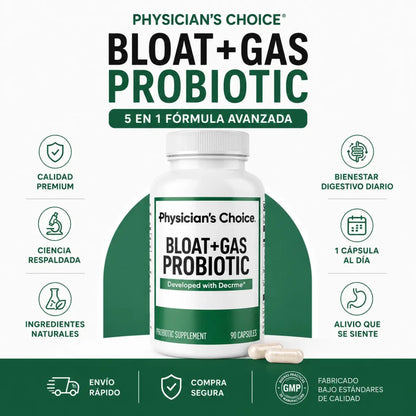Physicians Choice Bloat + Gas Probiotic Probioticos y Enzimas Digestivas Zivanne