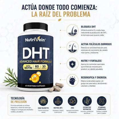 Nutrivein DHT Advanced Hair Blocker Suplemento Nutricional para Cabello Zivanne
