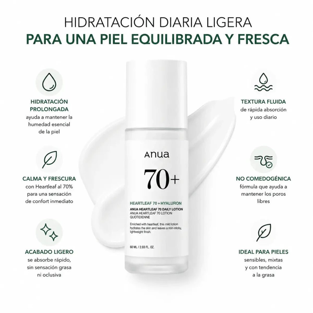 Anua Heartleaf 70 Daily Lotion 80ml Locion Hidratante Facial Zivanne