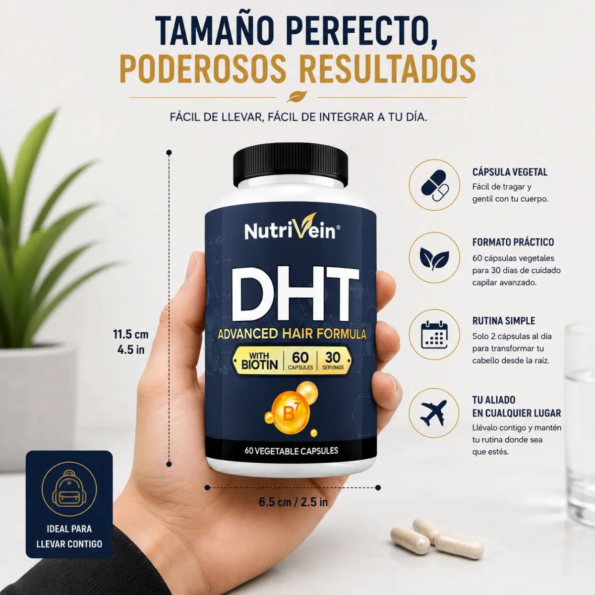 Nutrivein DHT Advanced Hair Blocker Suplemento Nutricional para Cabello Zivanne