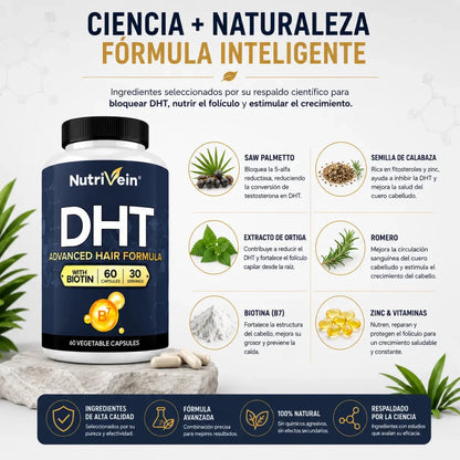 Nutrivein DHT Advanced Hair Blocker Suplemento Nutricional para Cabello Zivanne