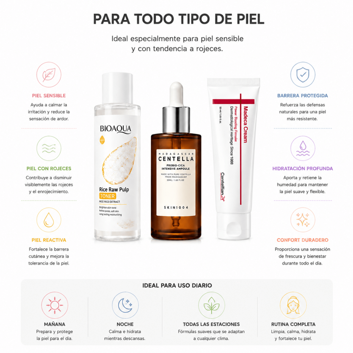 Kit de Cuidado Facial Antirojeces y Calma — Sistema de Cuidado para Piel Sensible - Zivanne