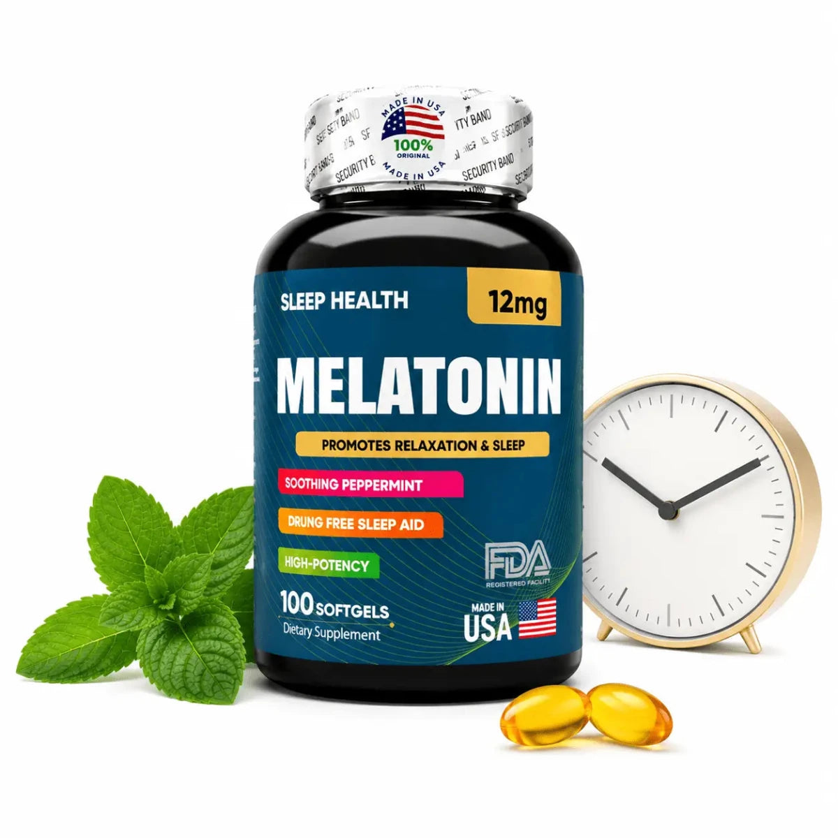 Life & Natura Melatonin 12mg 100 Softgels Soporte Nocturno Zivanne