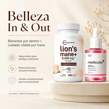 Kit Lion's Mane Microingredients y Medicube PDRN Pink Peptide Serum Zivanne