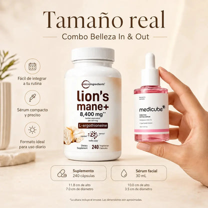 Kit Lion's Mane Microingredients y Medicube PDRN Pink Peptide Serum Zivanne