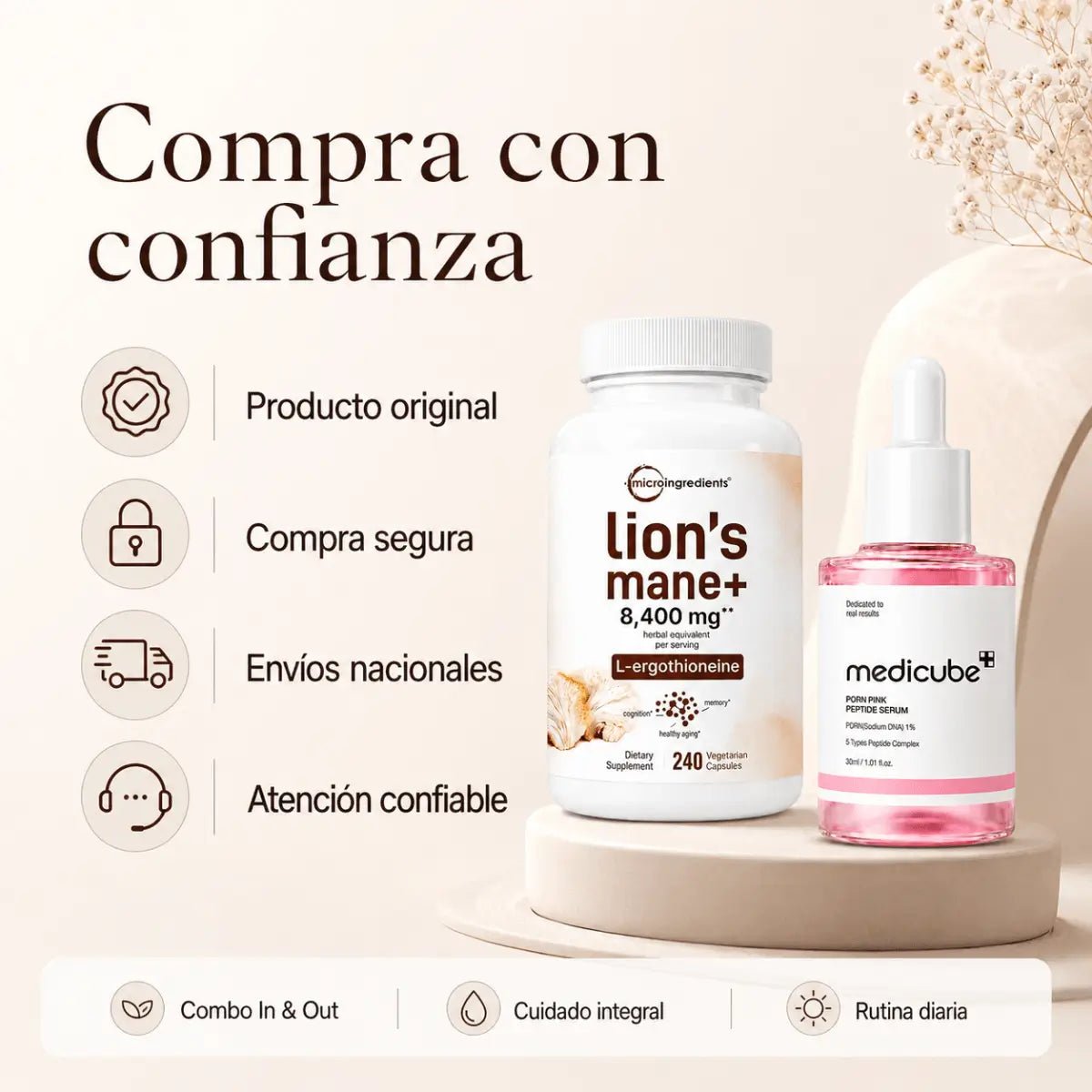 Kit Nutrición Holística In & Out: Lion's Mane + Medicube PDRN - Zivanne