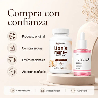 Kit Nutrición Holística In & Out: Lion's Mane + Medicube PDRN - Zivanne